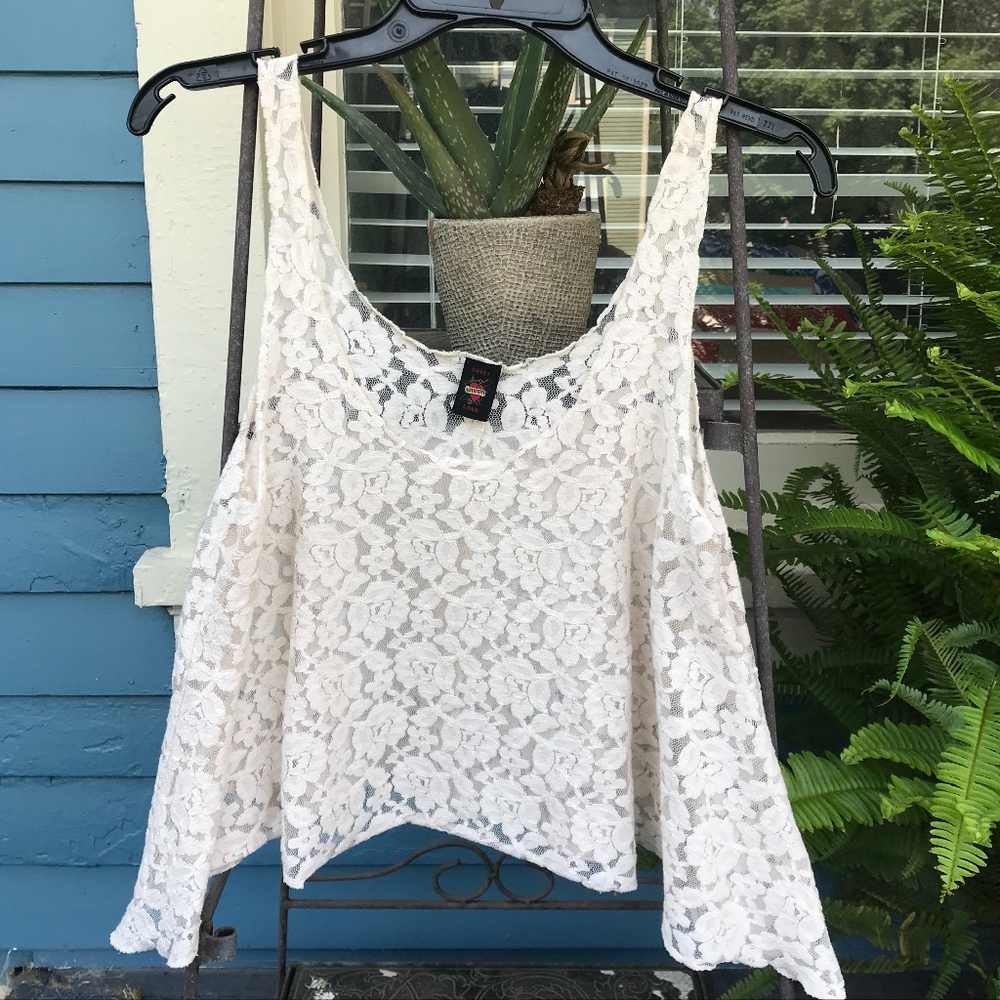Sweet Love Floral Lace Crop Top Sheer